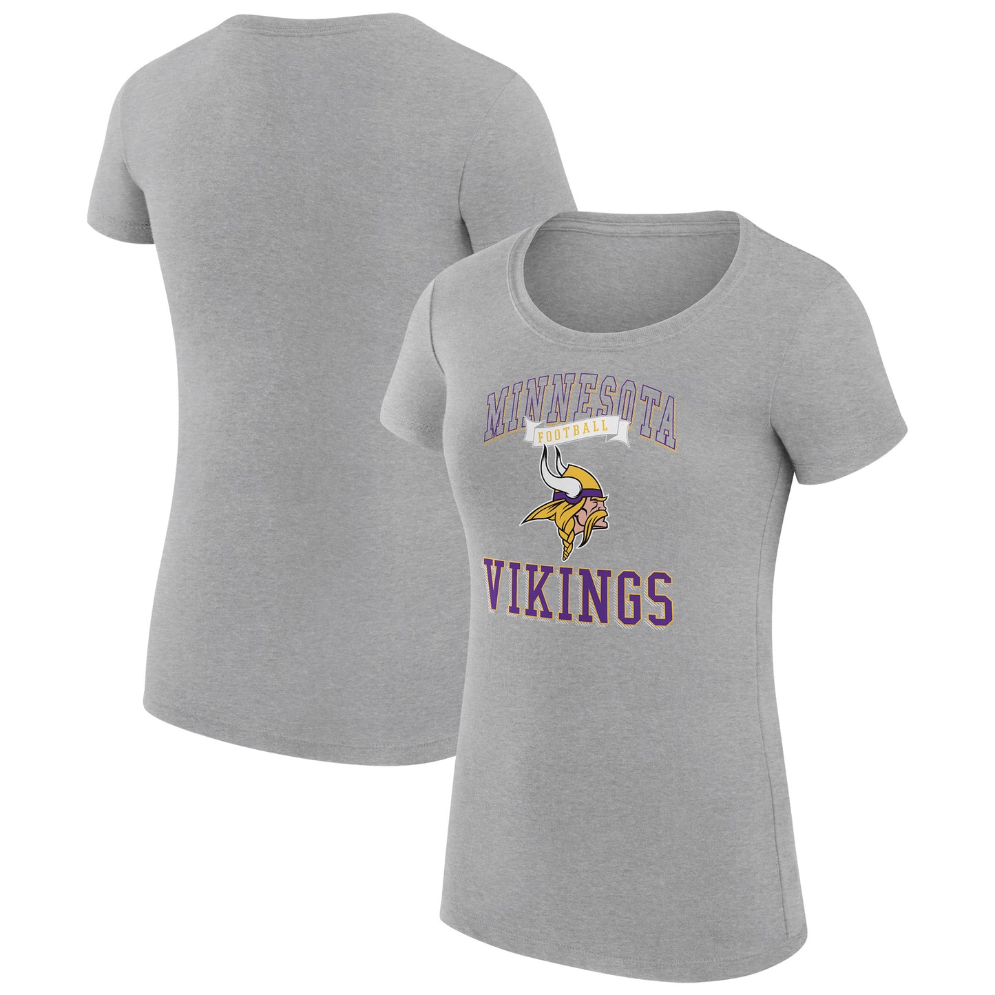 Women's G-III 4Her by Carl Banks Heather Gray Minnesota Vikings Team Logo Graphic Fitted T-Shirt