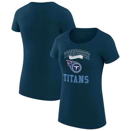 Women's G-III 4Her by Carl Banks Navy Tennessee Titans Team Logo Graphic Fitted T-Shirt