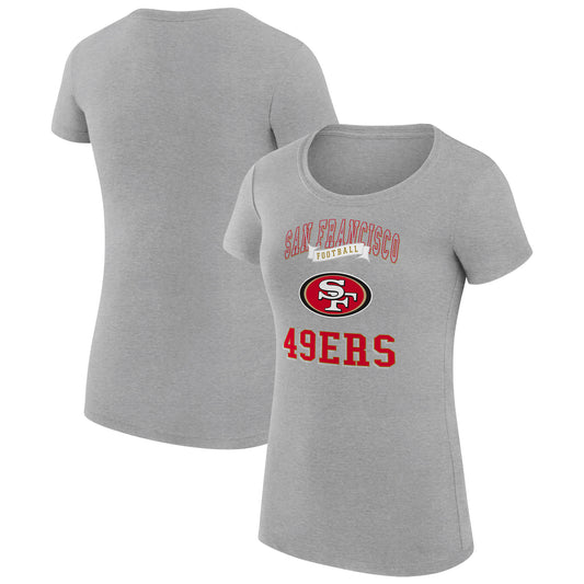 Women's G-III 4Her by Carl Banks Heather Gray San Francisco 49ers Team Logo Graphic Fitted T-Shirt