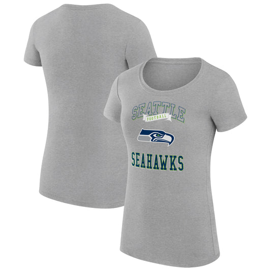 Women's G-III 4Her by Carl Banks Heather Gray Seattle Seahawks Team Logo Graphic Fitted T-Shirt