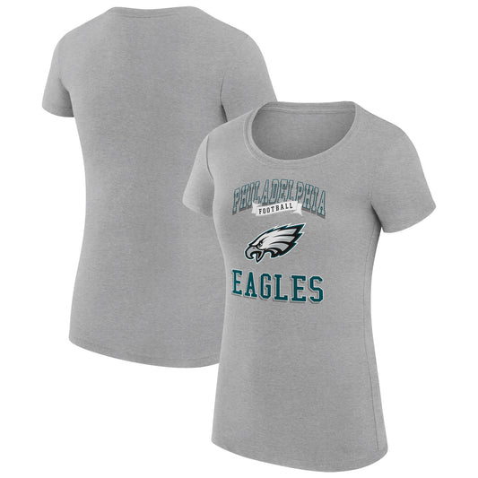 Women's G-III 4Her by Carl Banks Heather Gray Philadelphia Eagles Team Logo Graphic Fitted T-Shirt