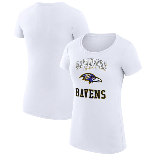 Women's G-III 4Her by Carl Banks White Baltimore Ravens Team Logo Graphic Fitted T-Shirt