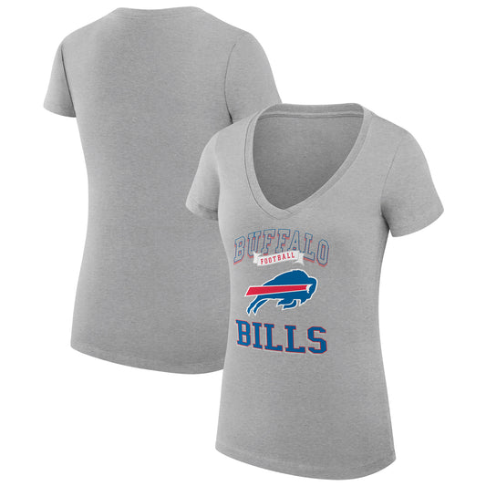 Women's G-III 4Her by Carl Banks Heather Gray Buffalo Bills Team Logo Graphic Fitted V-Neck T-Shirt