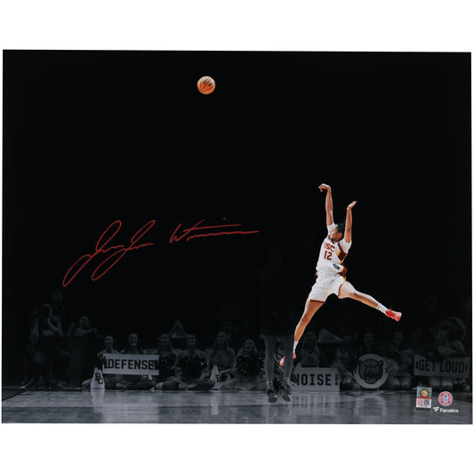 JuJu Watkins USC Trojans Autographed 16" x 20" Fall Away Jumper Spotlight Photograph - Signed in Red Ink