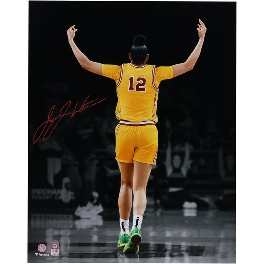 JuJu Watkins USC Trojans Autographed 16" x 20" Arms Up Celebration Spotlight Photograph - Signed in Red Ink