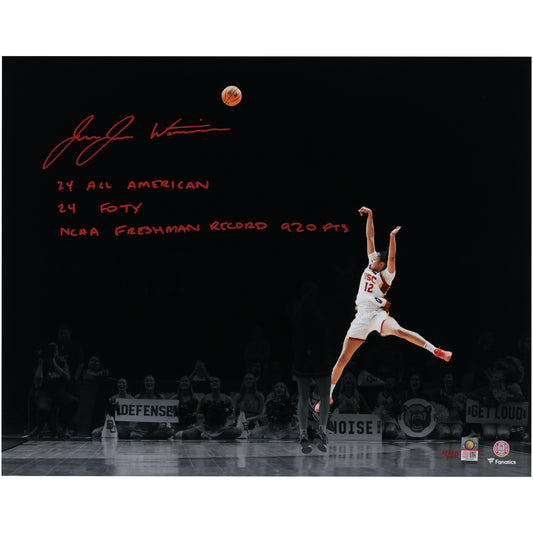 JuJu Watkins USC Trojans Autographed 16" x 20" Dribbling Spotlight Photograph with Multiple Inscriptions - Signed in Red Ink - Limited Edition of 10