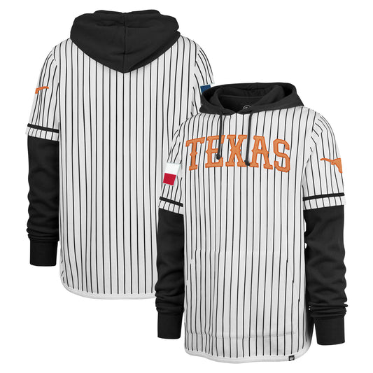 Men's '47 White Texas Longhorns Double Header Shortstop Pullover Hoodie