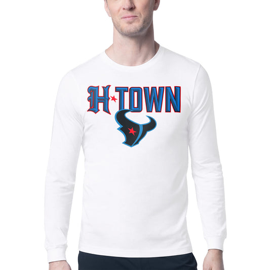 Men's Starter White Houston Texans H-Town Graphic Long Sleeve T-Shirt