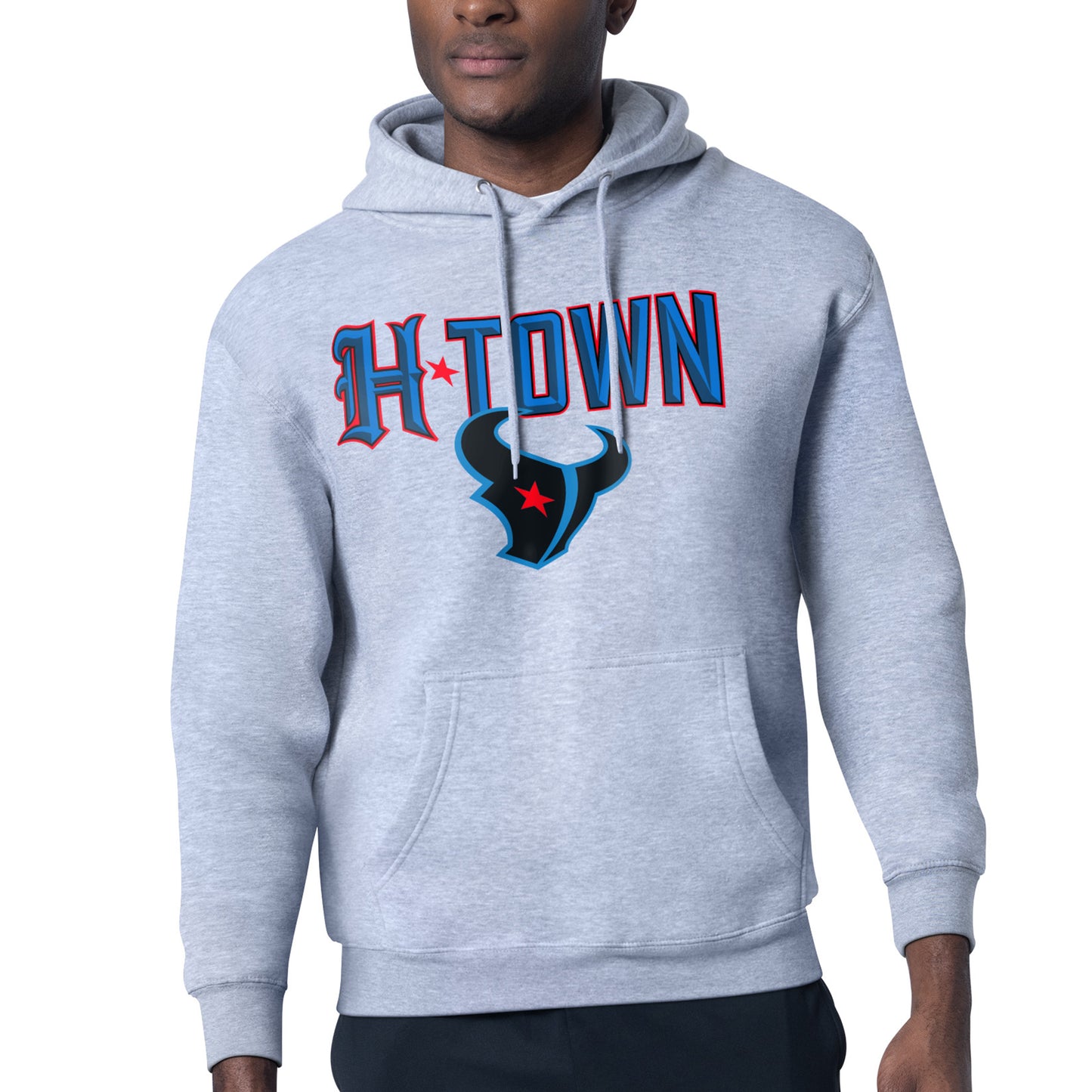 Men's Starter Heather Gray Houston Texans H-Town Graphic Fleece Pullover Hoodie