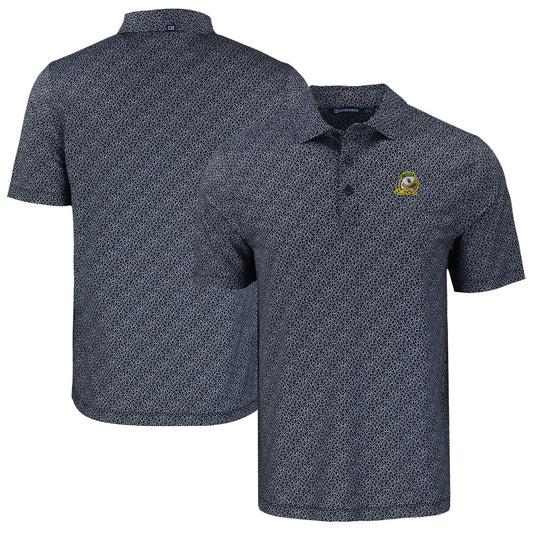 Men's Cutter & Buck Black Oregon Ducks Pike Eco Pebble Print Stretch Recycled Polo