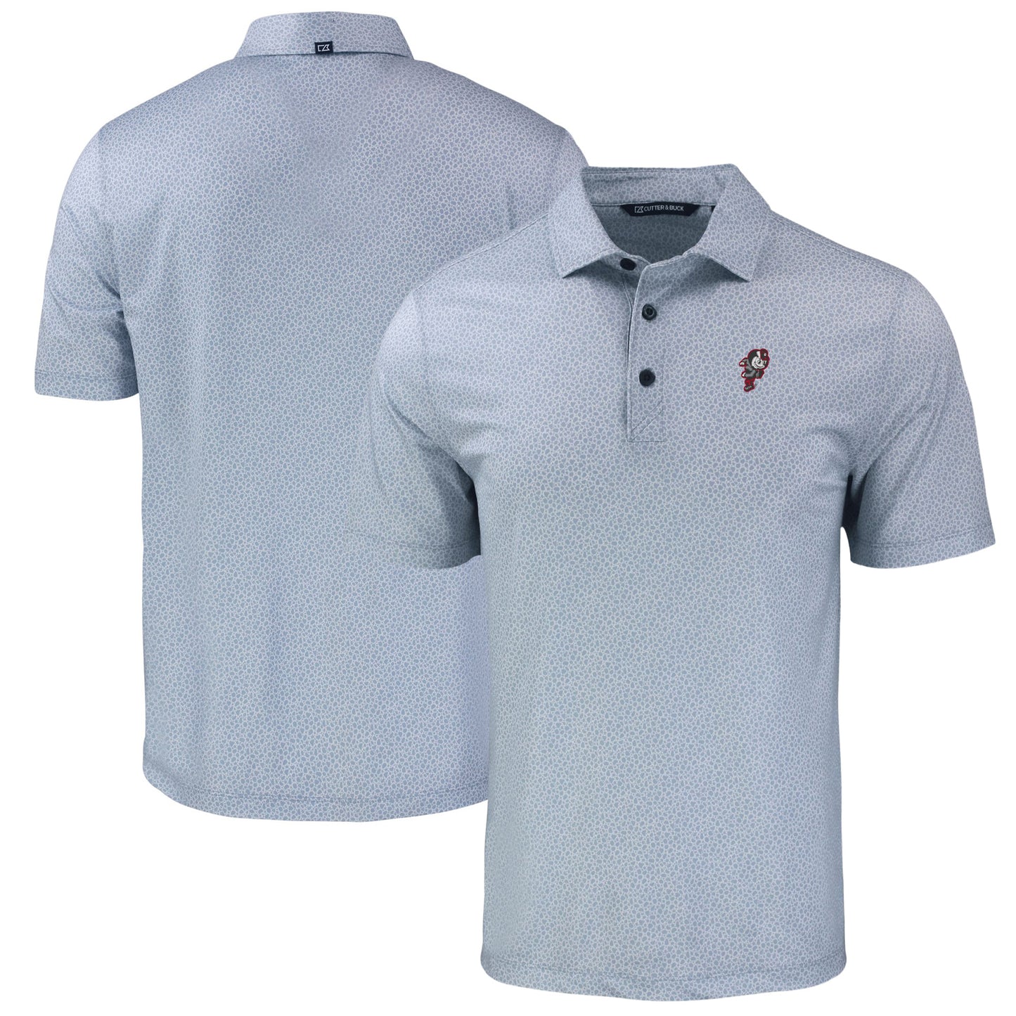 Men's Cutter & Buck Gray Ohio State Buckeyes Pike Eco Pebble Print Stretch Recycled Polo