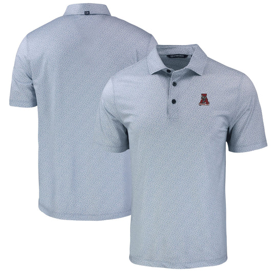 Men's Cutter & Buck Gray Alabama Crimson Tide Pike Eco Pebble Print Stretch Recycled Polo