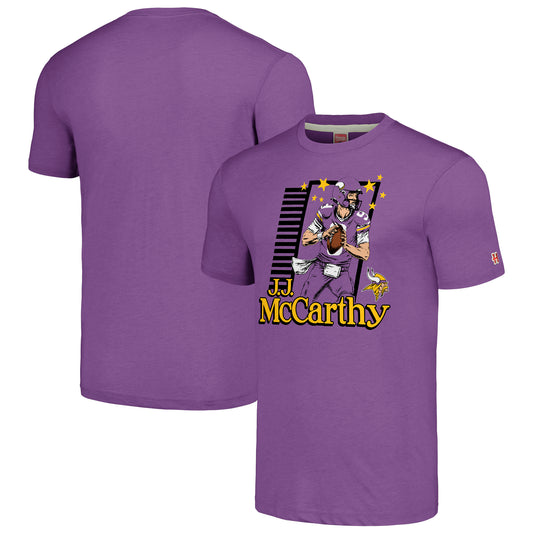 Men's Homage J.J. McCarthy Purple Minnesota Vikings Caricature Player Tri-Blend T-Shirt