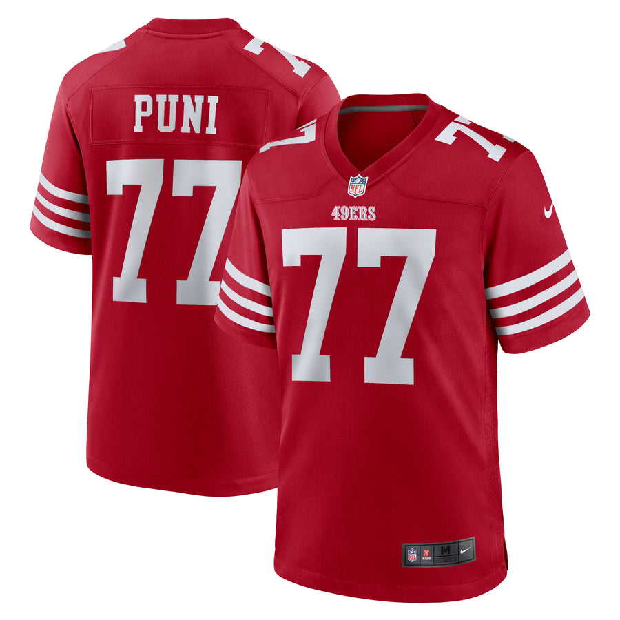 Men's Nike Dominick Puni  Scarlet San Francisco 49ers Team Game Jersey