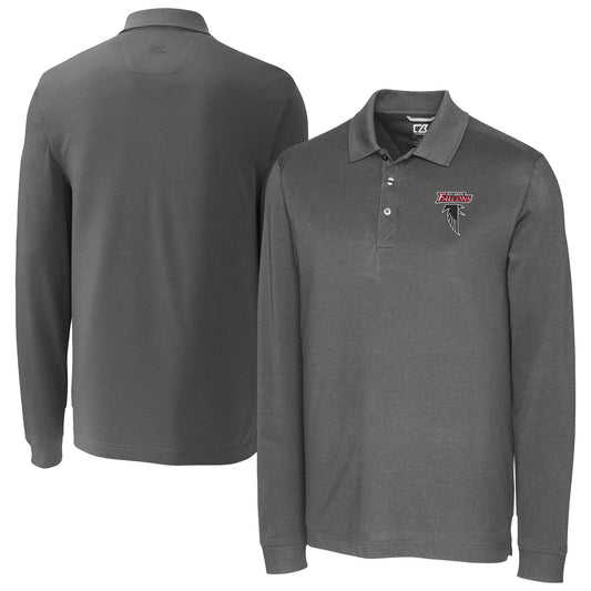 Men's Cutter & Buck  Gray Atlanta Falcons Advantage Tri-Blend Pique Long Sleeve Polo