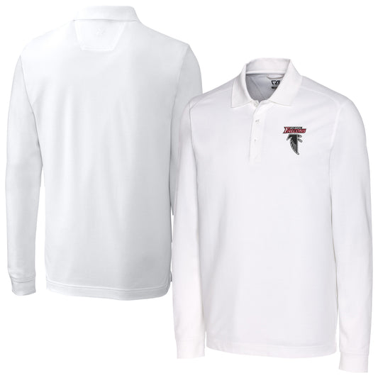 Men's Cutter & Buck  White Atlanta Falcons Advantage Tri-Blend Pique Long Sleeve Polo