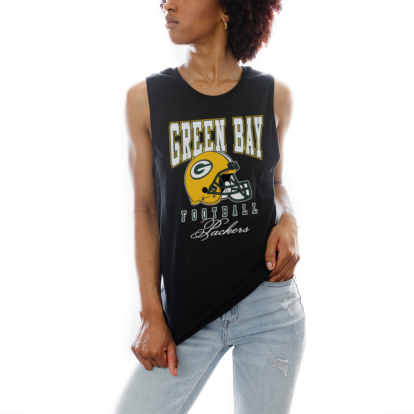 Women's Gameday Couture Black Green Bay Packers Preseason Opener Racerback Tank Top