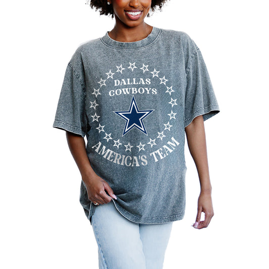 Women's Gameday Couture Gray Dallas Cowboys On Point Oversized Slogan T-Shirt