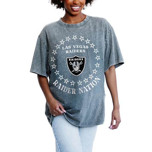 Women's Gameday Couture Gray Las Vegas Raiders On Point Oversized Slogan T-Shirt