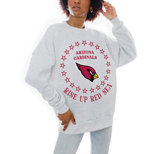 Women's Gameday Couture Oatmeal Arizona Cardinals Superstar Premium Fleece Drop Shoulder Pullover Sweatshirt