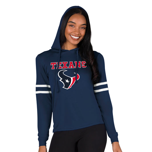 Women's Concepts Sport Navy Houston Texans Marathon Long Sleeve Hoodie T-Shirt