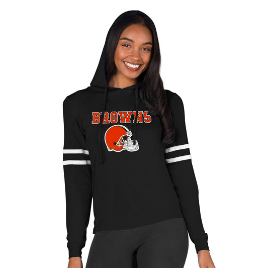 Women's Concepts Sport Black Cleveland Browns Marathon Long Sleeve Hoodie T-Shirt