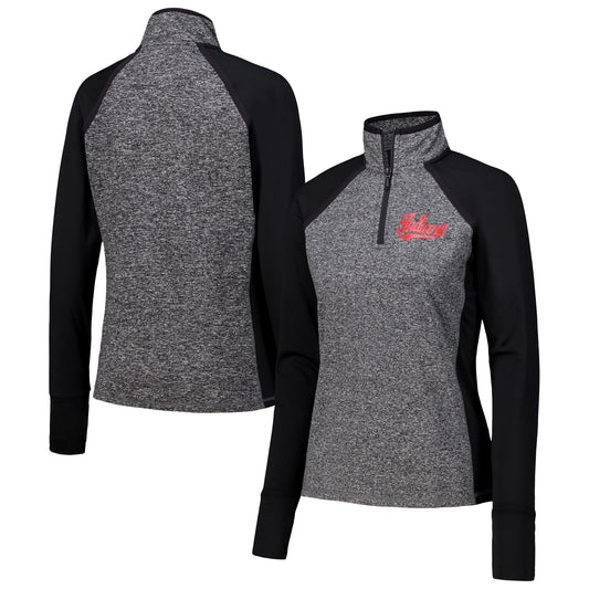 Women's Black Indiana Hoosiers Finalist Raglan Quarter-Zip Jacket
