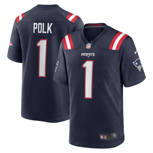 Men's Nike Ja'Lynn Polk  Navy New England Patriots Team Game Jersey