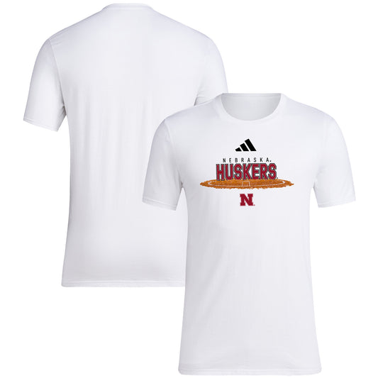 Men's adidas White Nebraska Huskers Softball Pitcher's Circle T-Shirt