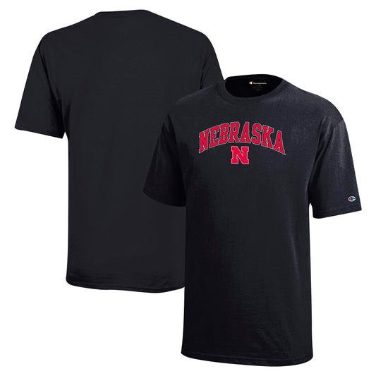 Youth Champion Black Nebraska Huskers Arch Over Logo T-Shirt