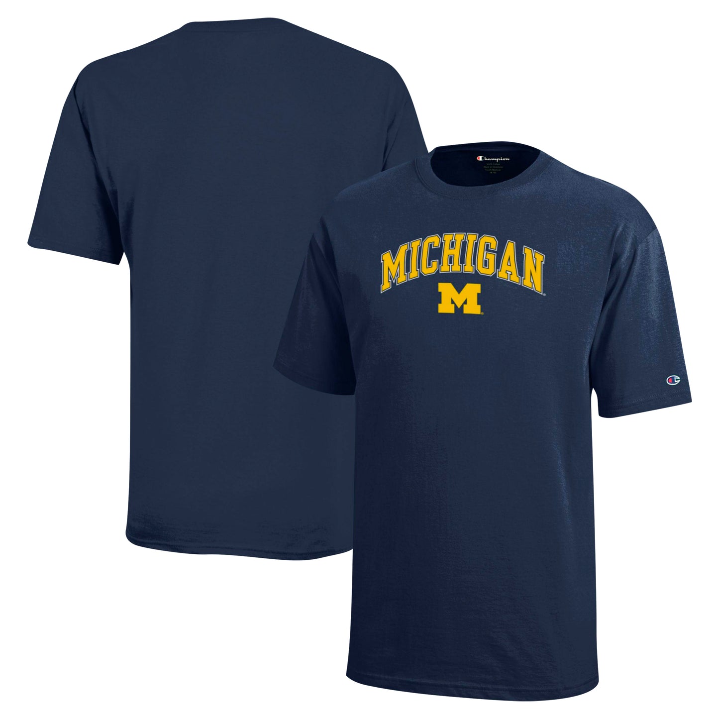 Youth Champion Navy Michigan Wolverines Arch Over Logo T-Shirt