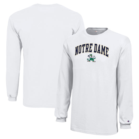 Youth Champion White Notre Dame Fighting Irish Arch Over Logo Long Sleeve T-Shirt