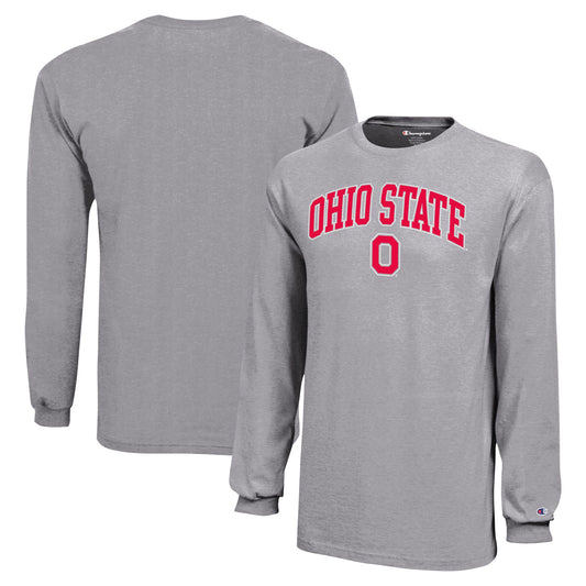 Youth Champion Gray Ohio State Buckeyes Arch Over Logo Long Sleeve T-Shirt