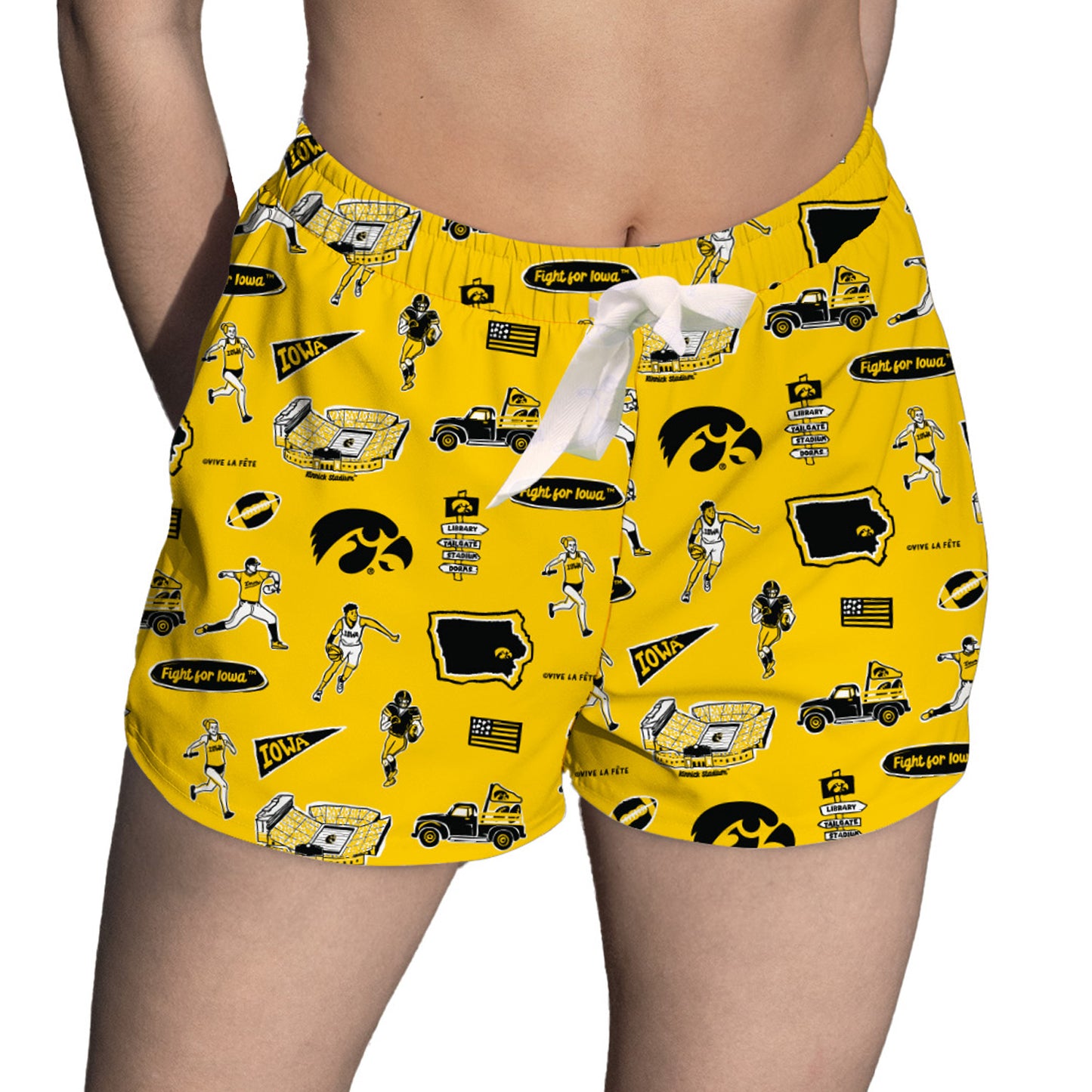 Women's Vive La Fete Gold Iowa Hawkeyes Impressions Artwork Lounge Shorts