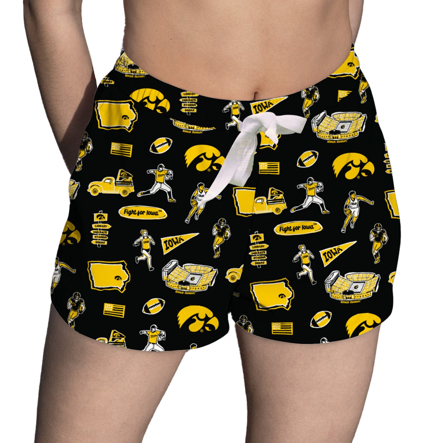 Women's Vive La Fete Black Iowa Hawkeyes Impressions Artwork Lounge Shorts