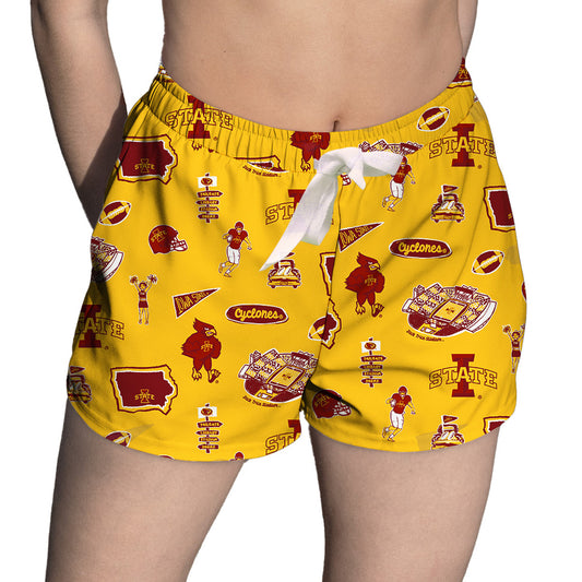 Women's Vive La Fete Gold Iowa State Cyclones Impressions Artwork Lounge Shorts