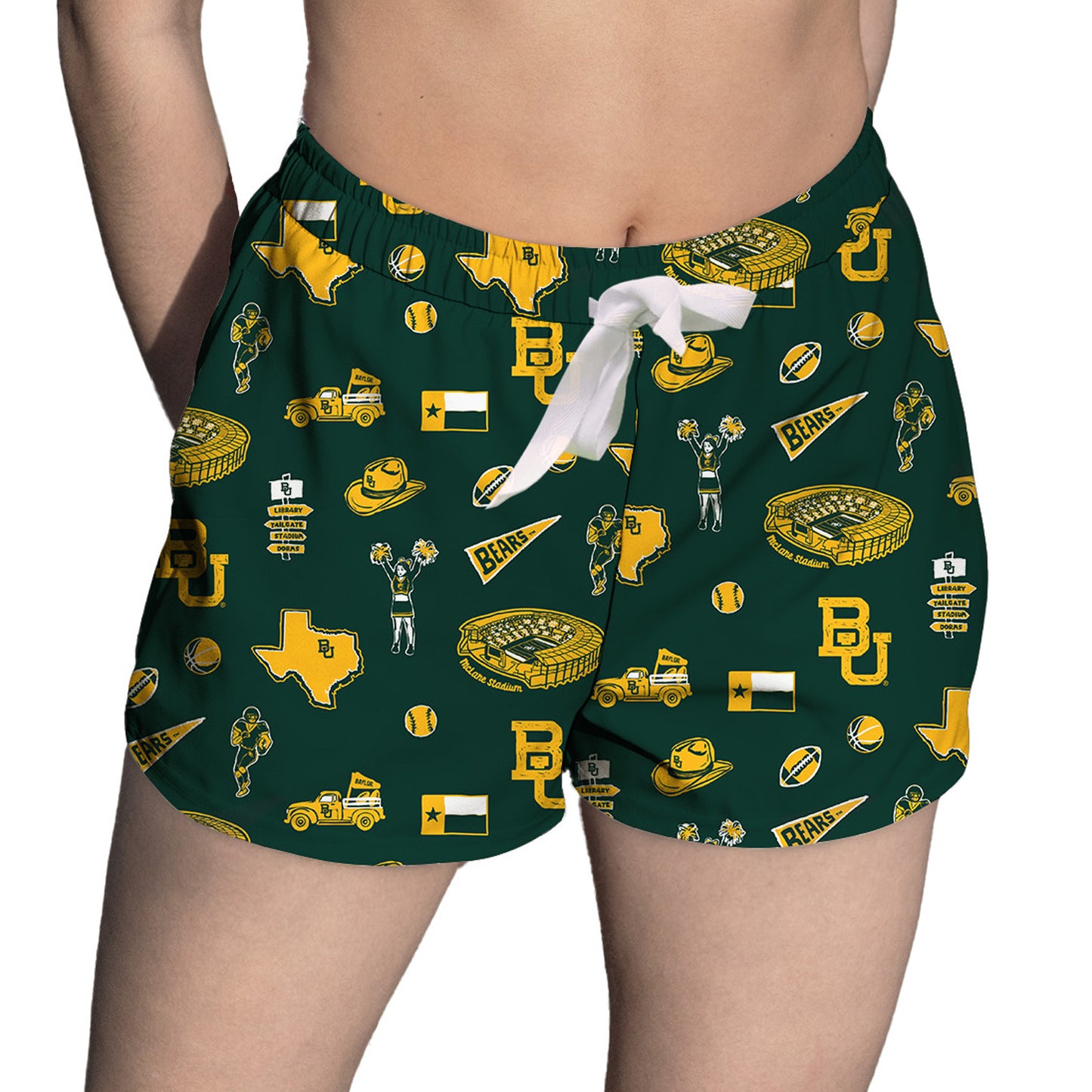 Women's Vive La Fete Green Baylor Bears Impressions Artwork Lounge Shorts