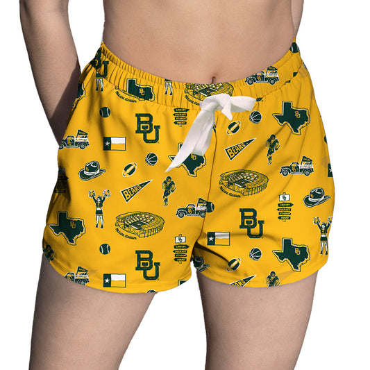 Women's Vive La Fete Gold Baylor Bears Impressions Artwork Lounge Shorts