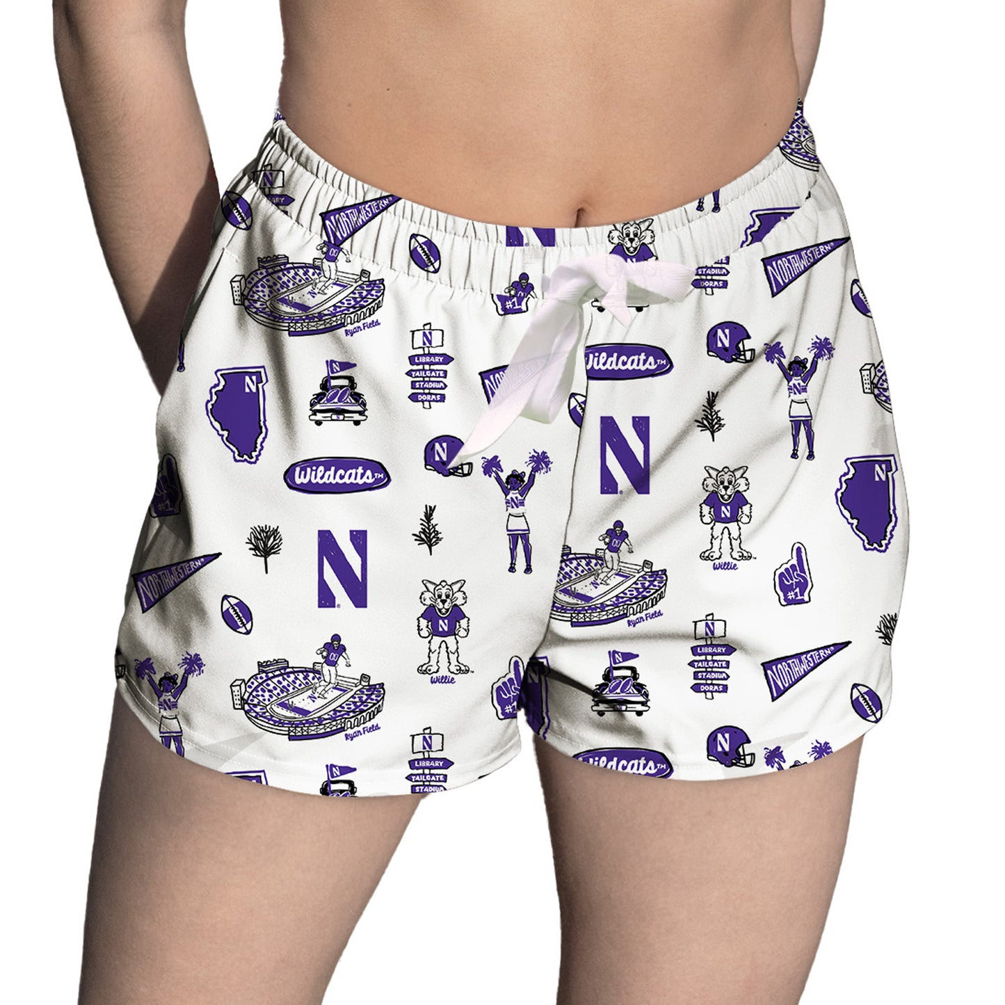 Women's Vive La Fete White Northwestern Wildcats Impressions Artwork Lounge Shorts