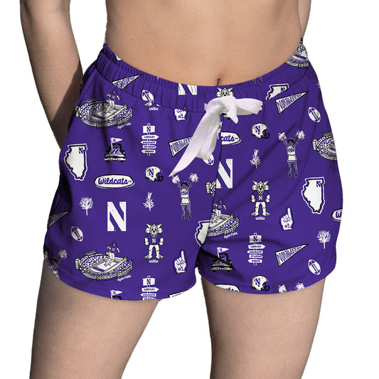 Women's Vive La Fete Purple Northwestern Wildcats Impressions Artwork Lounge Shorts