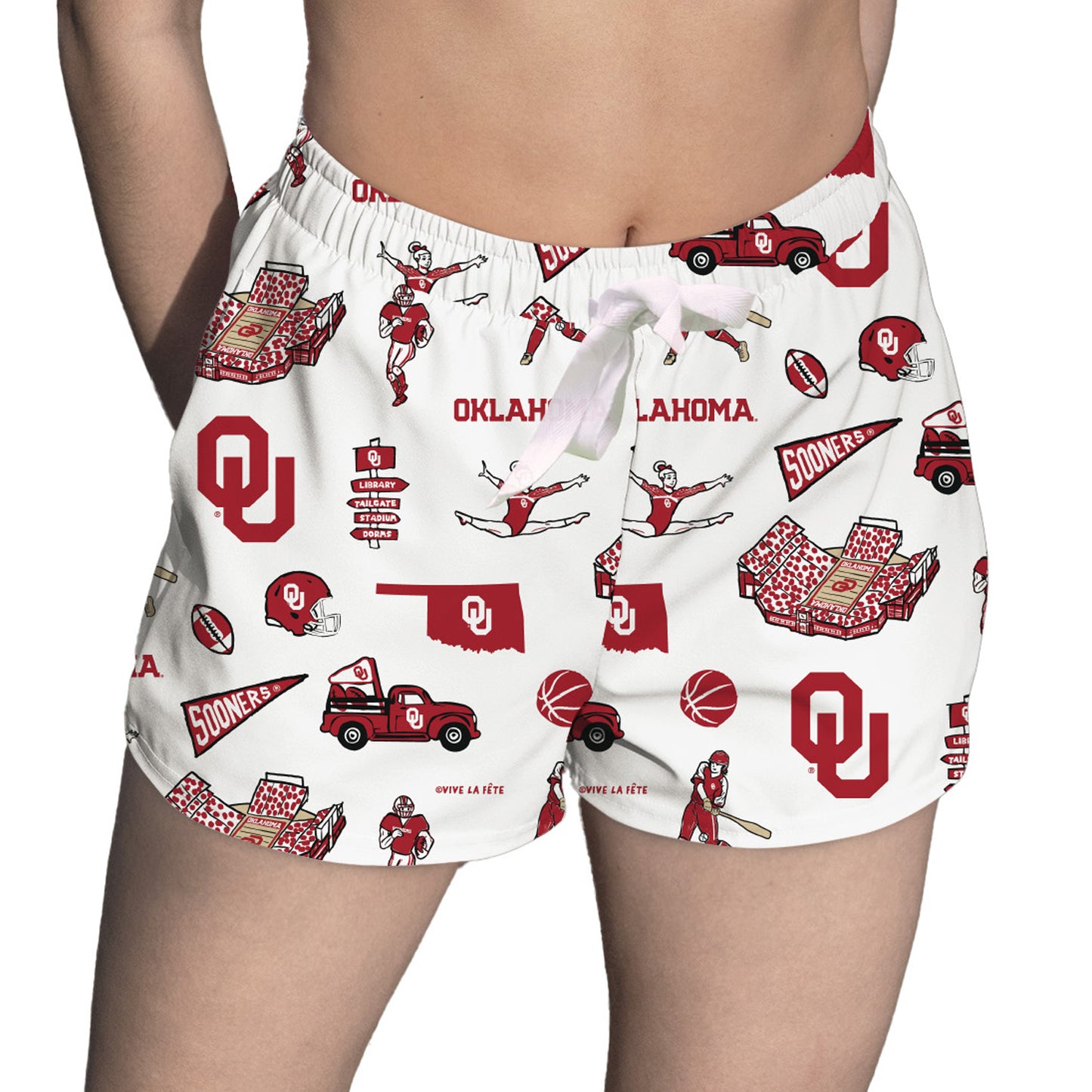 Women's Vive La Fete White Oklahoma Sooners Impressions Artwork Lounge Shorts