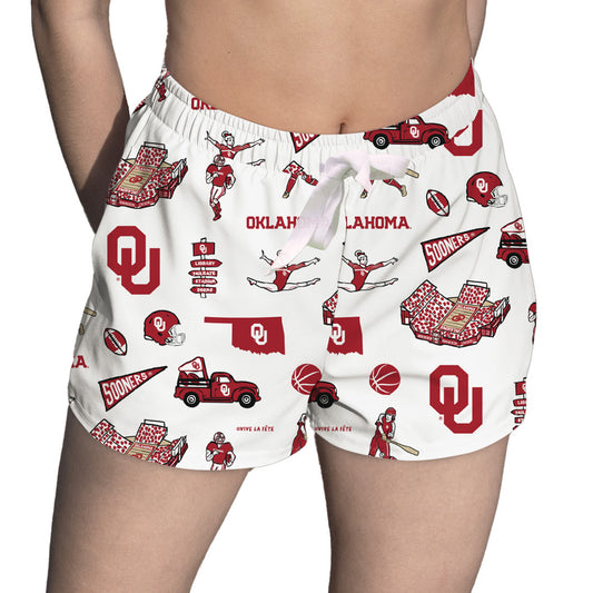 Women's Vive La Fete White Oklahoma Sooners Impressions Artwork Lounge Shorts