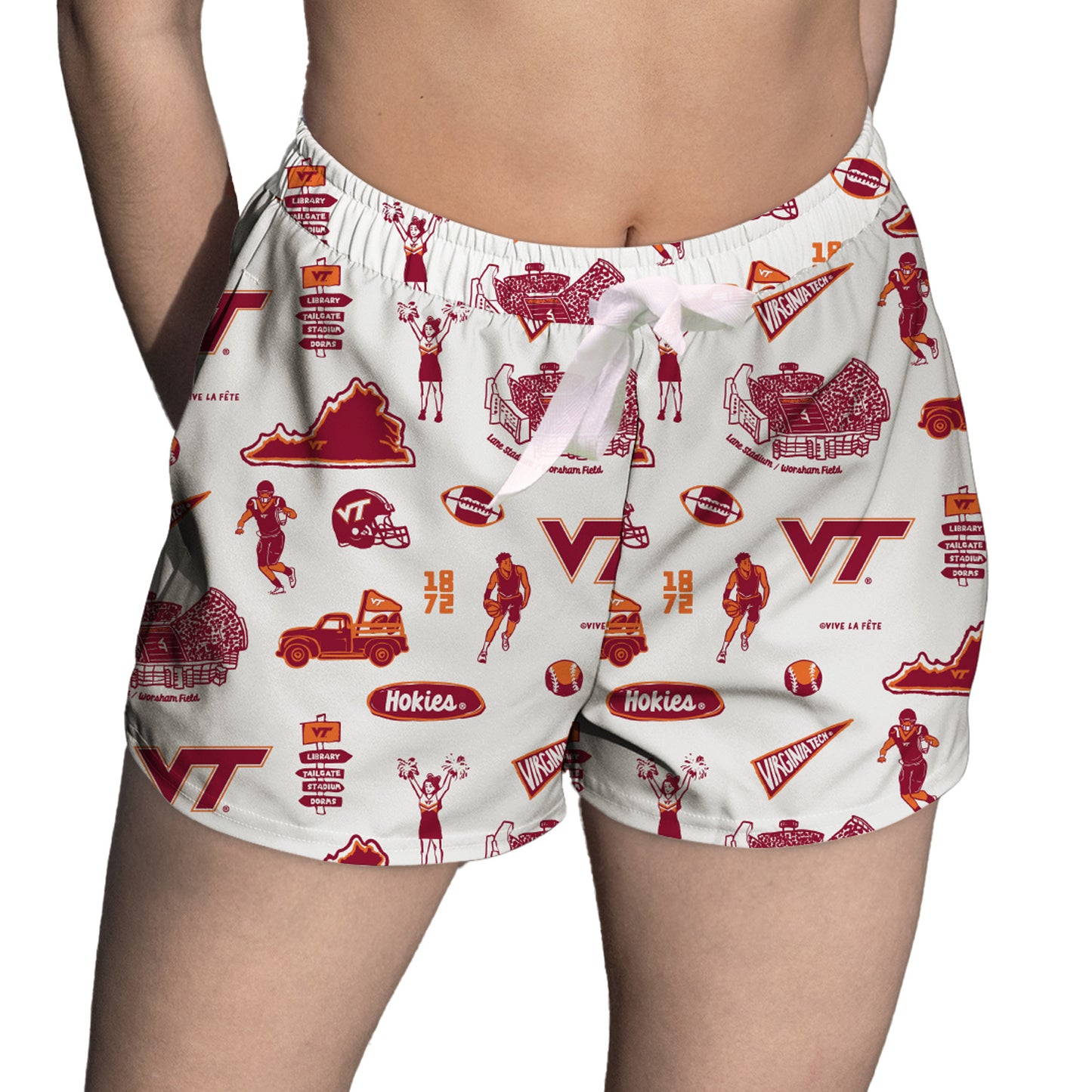 Women's Vive La Fete White Virginia Tech Hokies Impressions Artwork Lounge Shorts