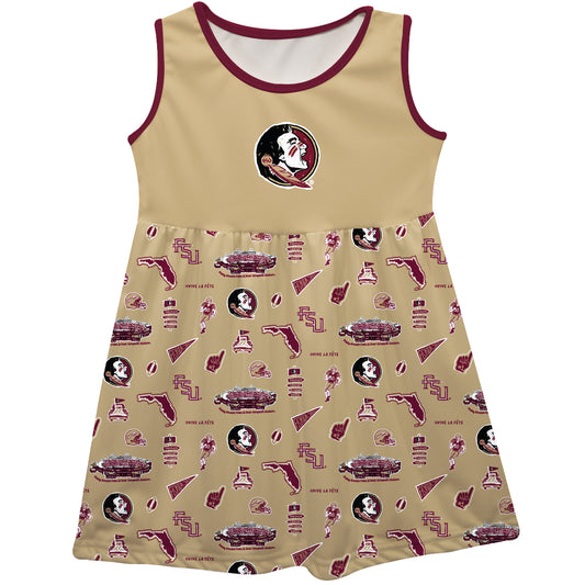 Girls Infant Vive La Fete Gold Florida State Seminoles Impressions Artwork Tank Top Dress