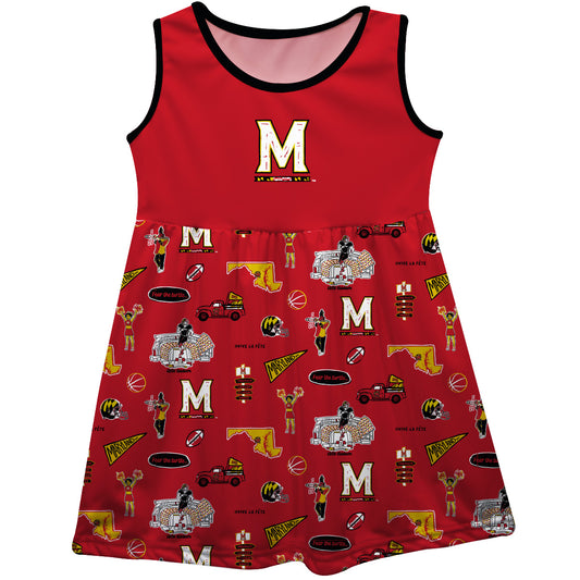 Girls Infant Vive La Fete Red Maryland Terrapins Impressions Artwork Tank Top Dress