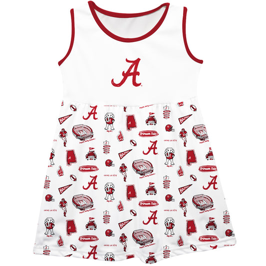 Girls Infant Vive La Fete White Alabama Crimson Tide Impressions Artwork Tank Top Dress