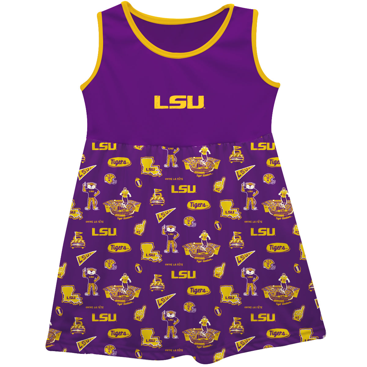 Girls Infant Vive La Fete Purple LSU Tigers Impressions Artwork Tank Top Dress