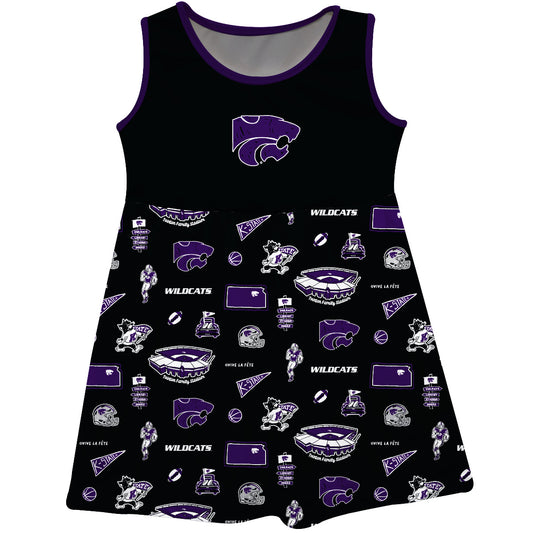 Girls Infant Vive La Fete Black Kansas State Wildcats Impressions Artwork Tank Top Dress