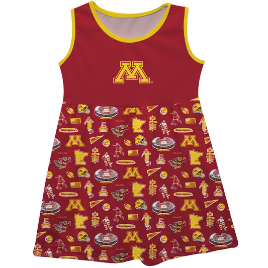 Girls Infant Vive La Fete Maroon Minnesota Golden Gophers Impressions Artwork Tank Top Dress