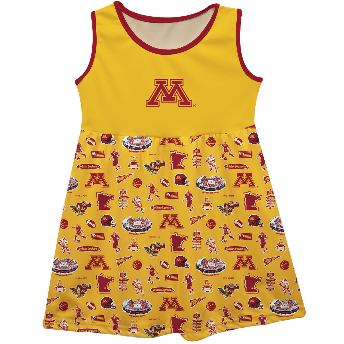 Girls Infant Vive La Fete Gold Minnesota Golden Gophers Impressions Artwork Tank Top Dress